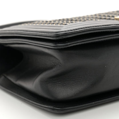 Chanel Calfskin Braided Medium Boy Flap Black 9 of 11