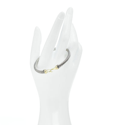 David Yurman Sterling Silver 14K Yellow Gold 5mm Cable Classic Buckle Bracelet 2 of 4