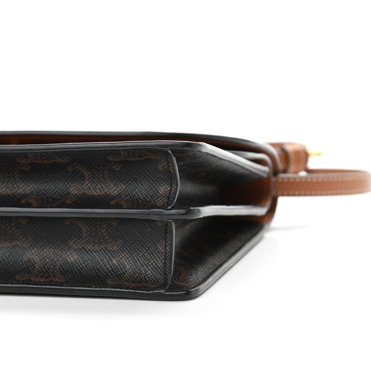 Triomphe Canvas Lambskin Wallet On Strap Tan