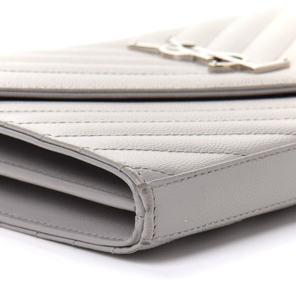 Saint Laurent Grain De Poudre Matelasse Chevron Monogram Chain Wallet Souris 8 of 10