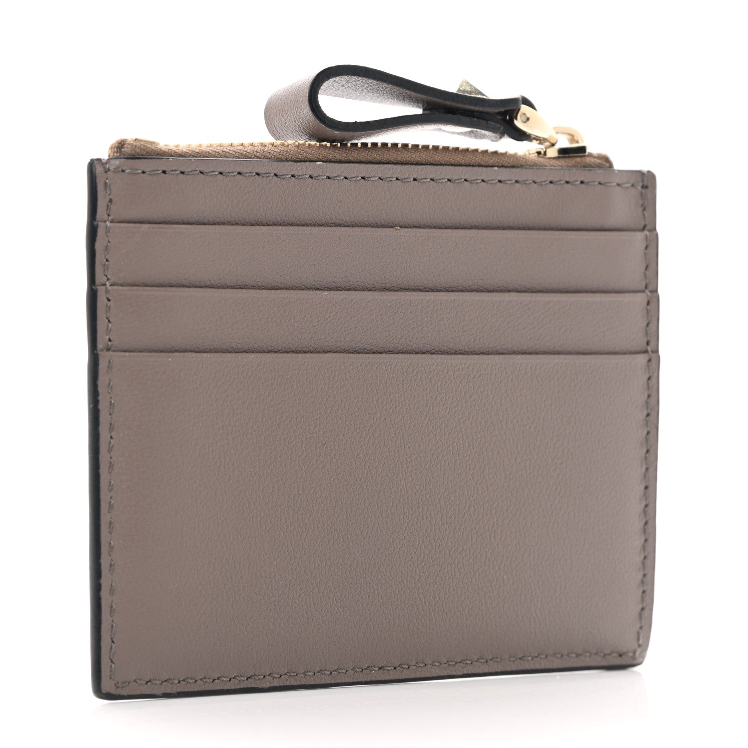 Valentino Garavani Vitello Rockstud Card Holder With Zipper Poudre 3 of 6