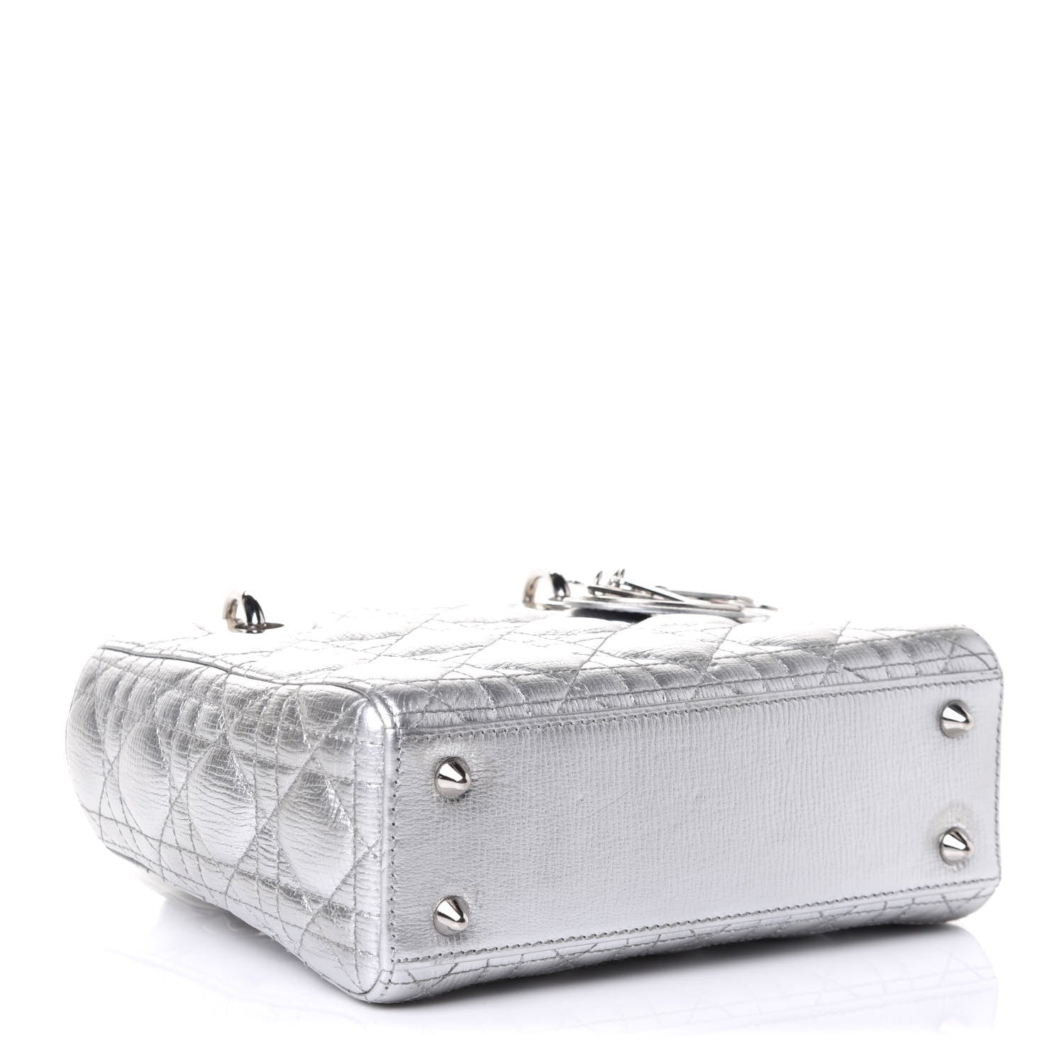 Christian Dior Metallic Grained Calfskin Cannage Small Lucky Badges My Lady Dior Silver 5 of 11