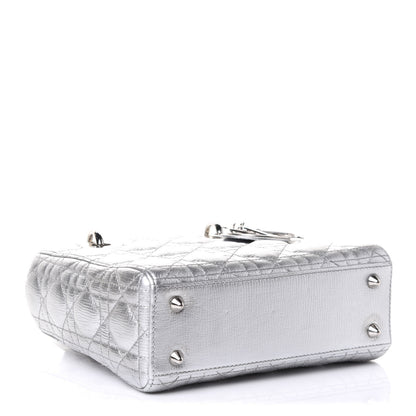 Christian Dior Metallic Grained Calfskin Cannage Small Lucky Badges My Lady Dior Silver 5 of 11