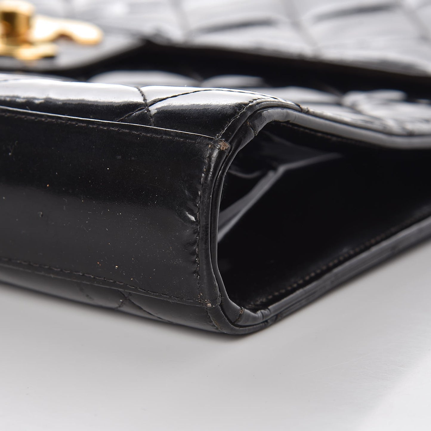 Patent Quilted Briefcase Laptop Bag Black