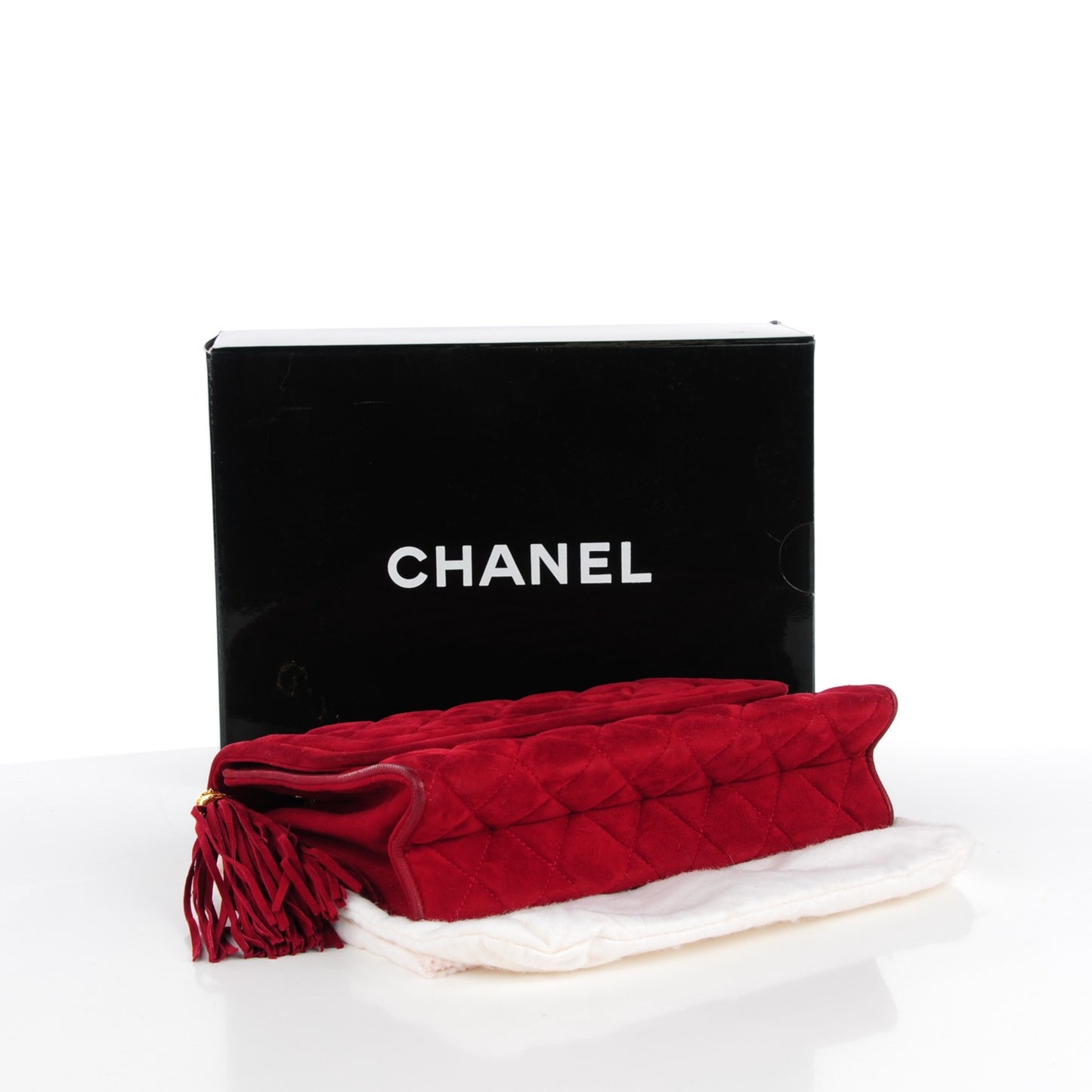 Suede Quilted Tassel Flap Red