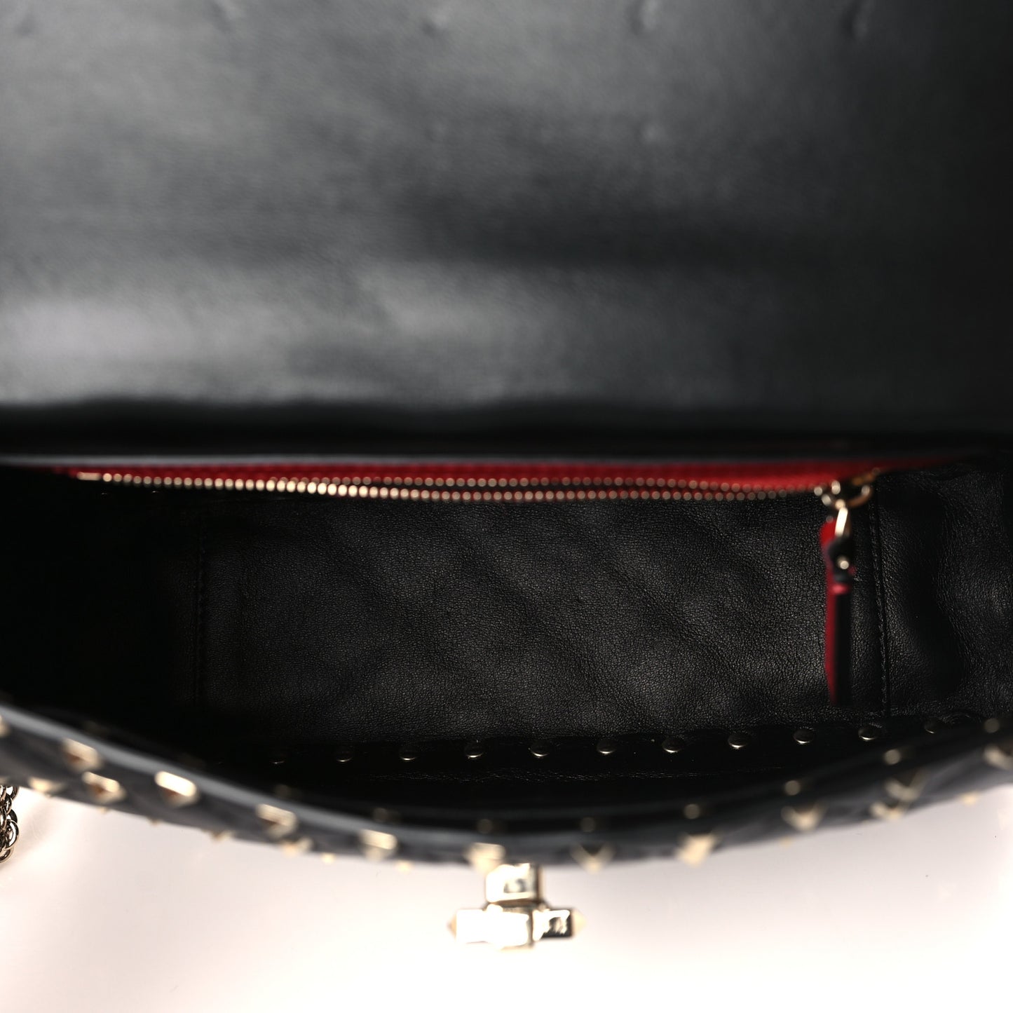 Lambskin Medium Rockstud Spike Shoulder Bag Black