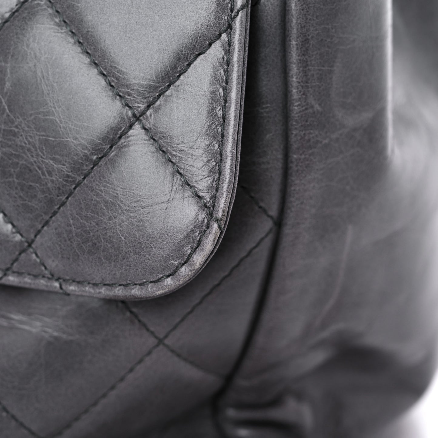 Glazed Calfskin Quilted Large CC Delivery Tote Grey