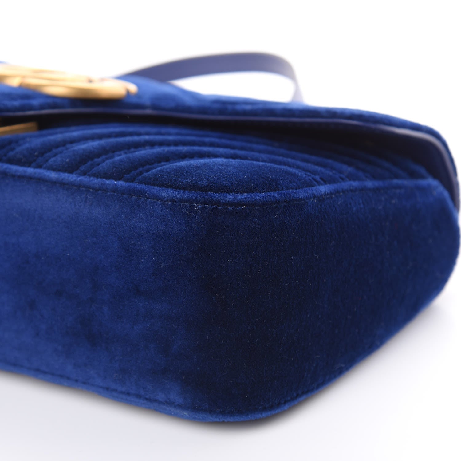 Gucci Velvet Matelasse Small GG Marmont Shoulder Bag Cobalt Blue 9 of 9