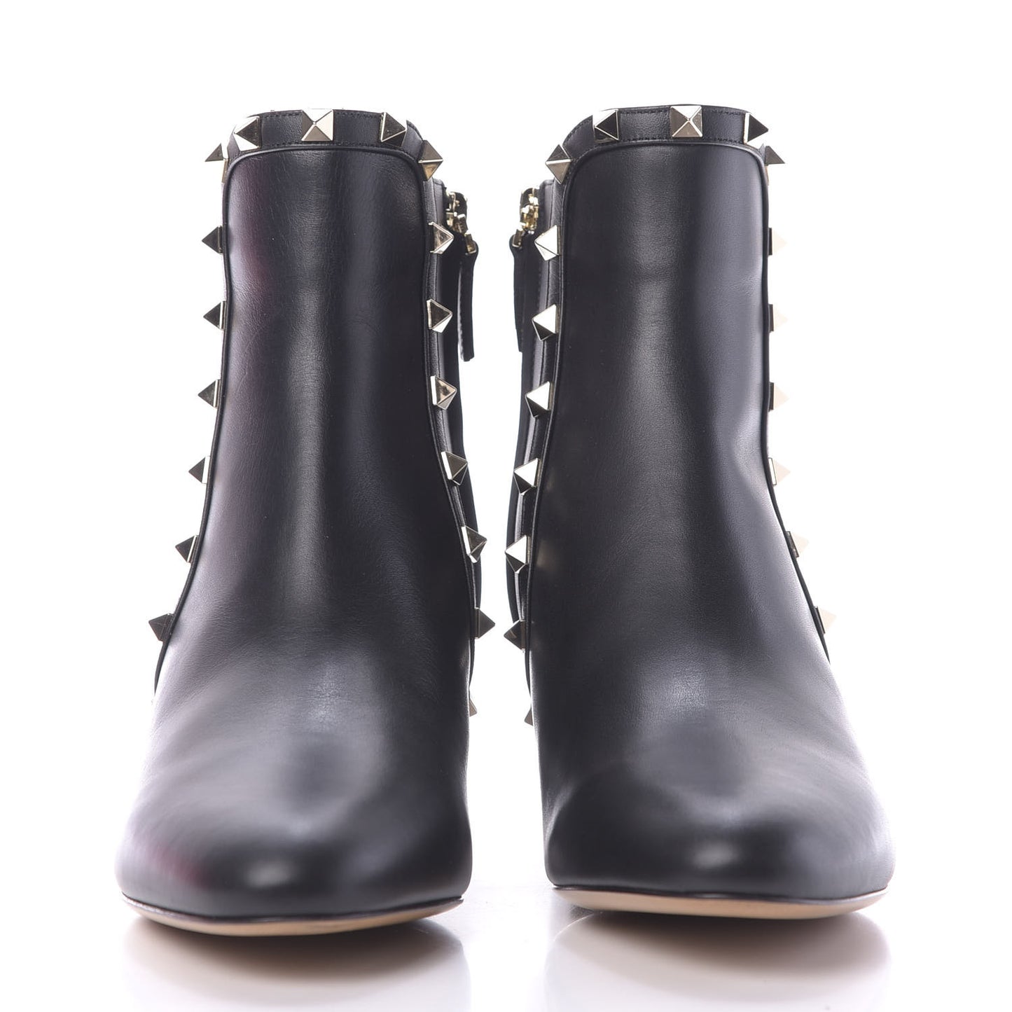 Smooth Calfskin Rockstud 40mm Ankle Boots 37.5 Black