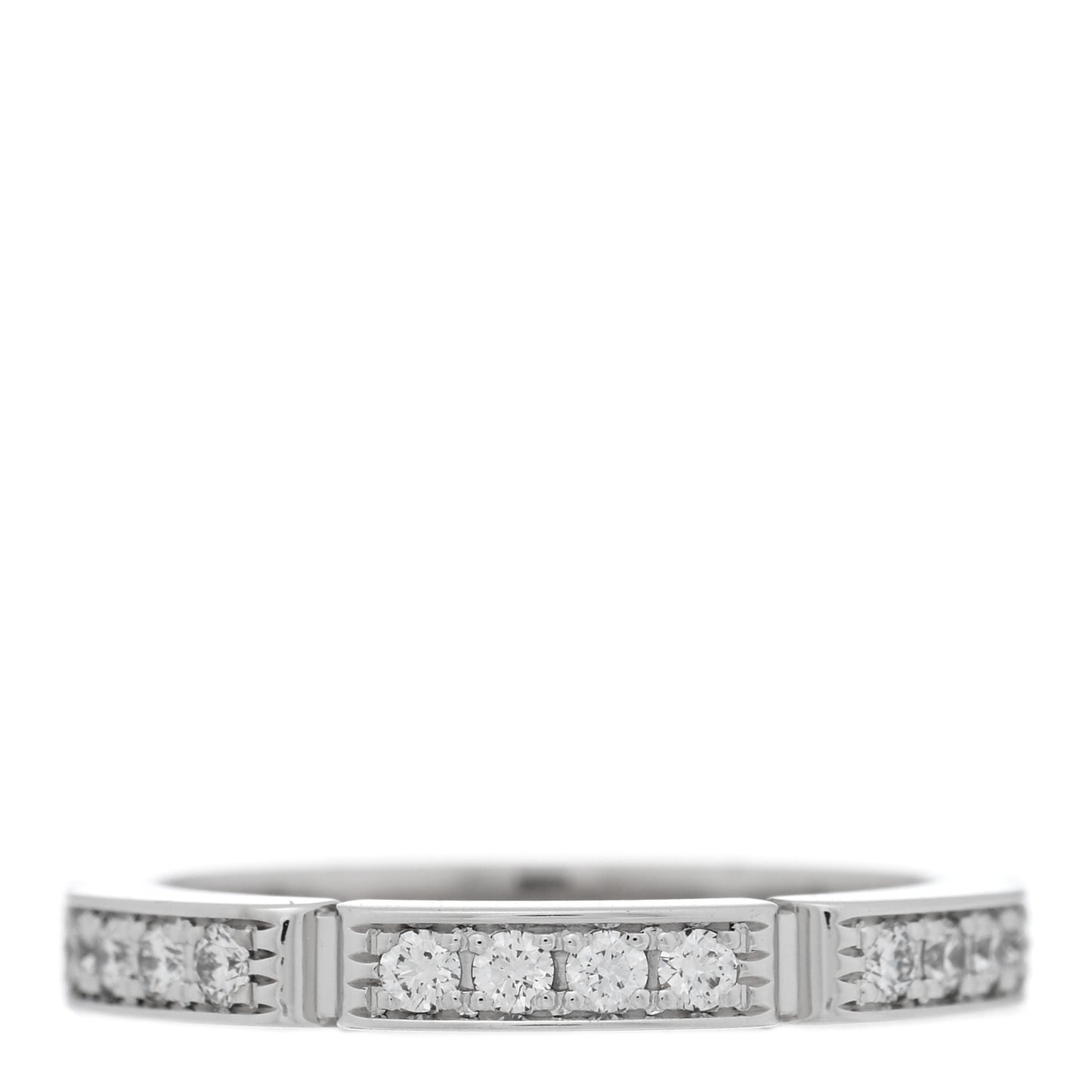 18K White Gold Diamond Maillon Panthere Half Diamond Wedding Band Ring 46 3.75