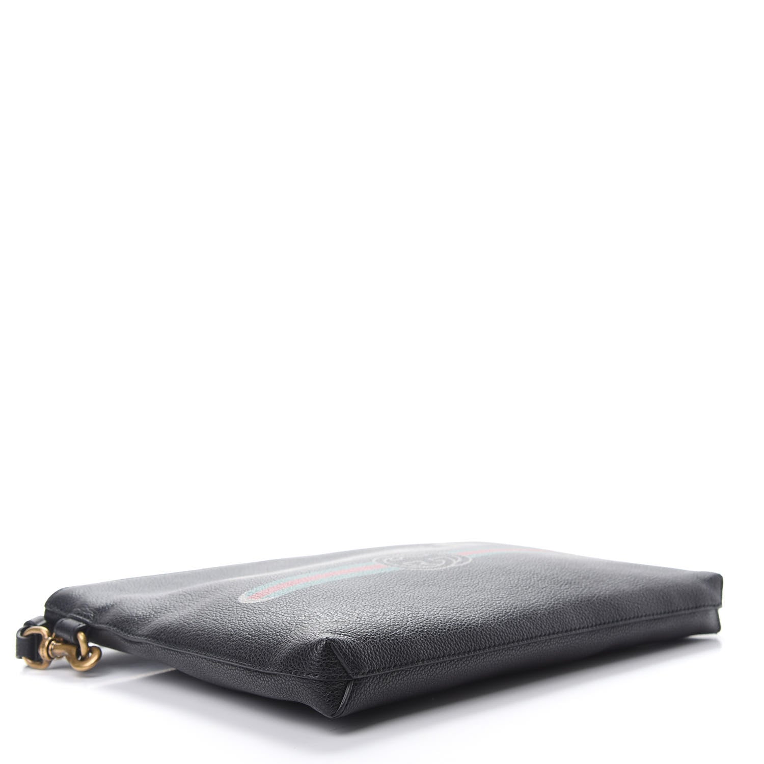 Gucci Pebbled Calfskin Logo Wristlet Black 4 of 7