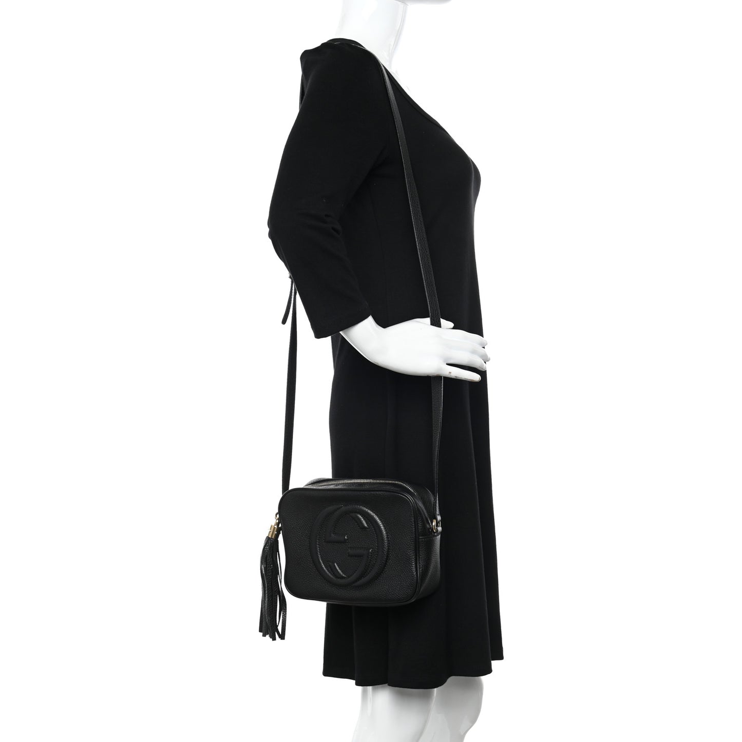 Pebbled Calfskin Small Soho Disco Bag Black