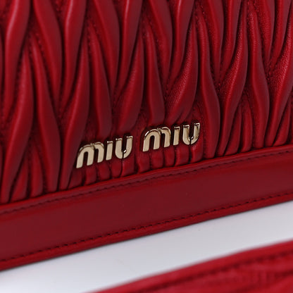 Miu Miu Lambskin Confidential Matelasse Chain Shoulder Bag Fiery Red 7 of 14