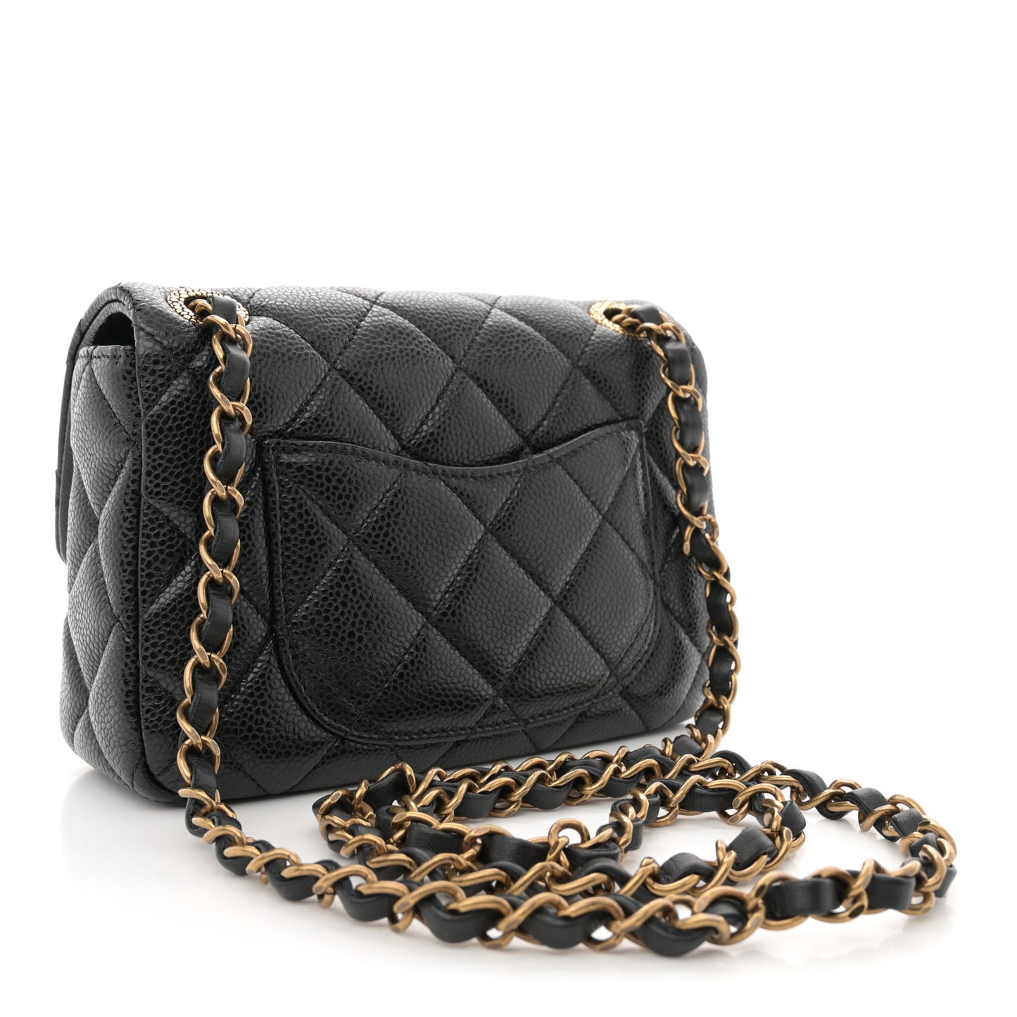 Grained Lambskin Quilted Mini Flap Black