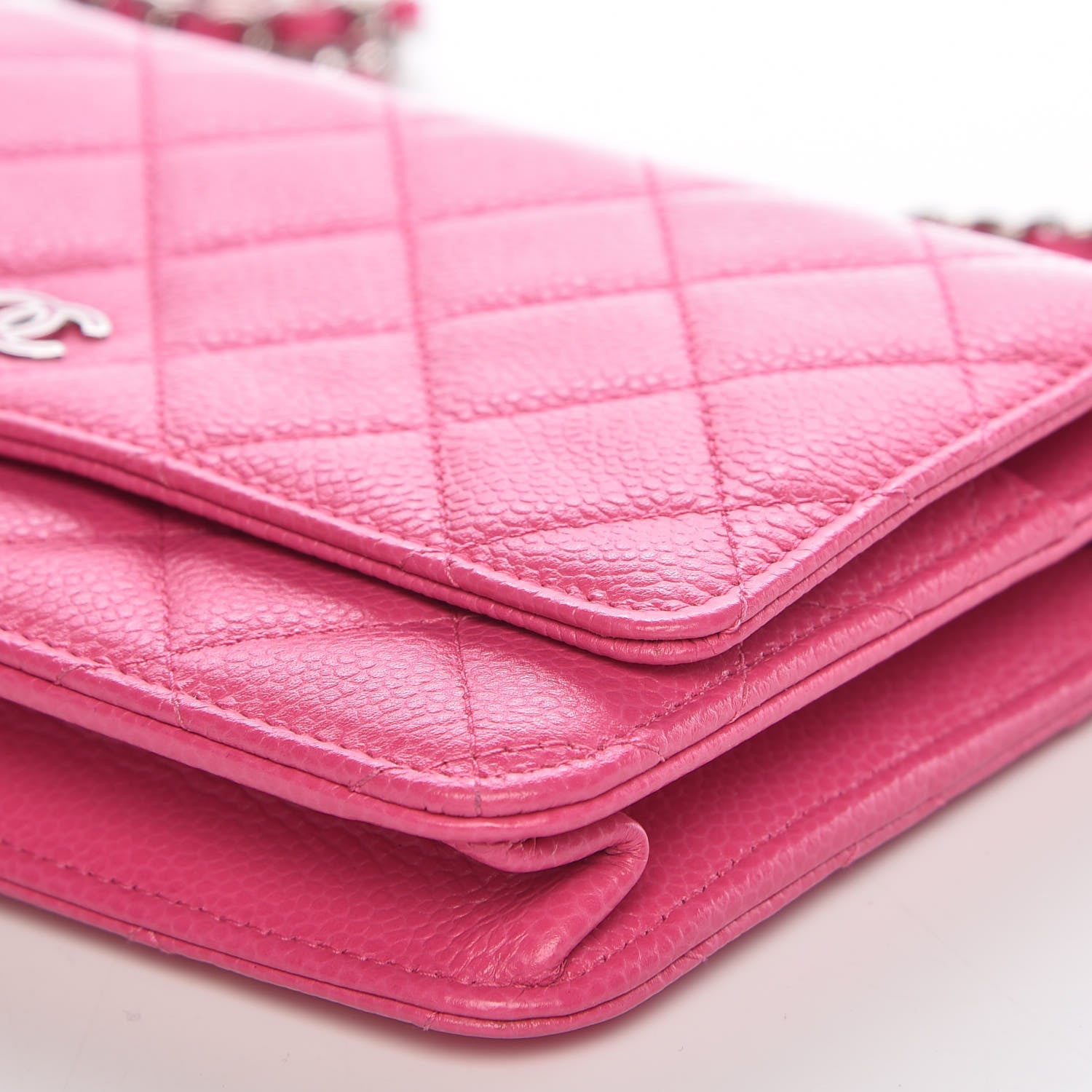 Chanel Caviar Quilted Wallet on Chain WOC Pink 10 of 12