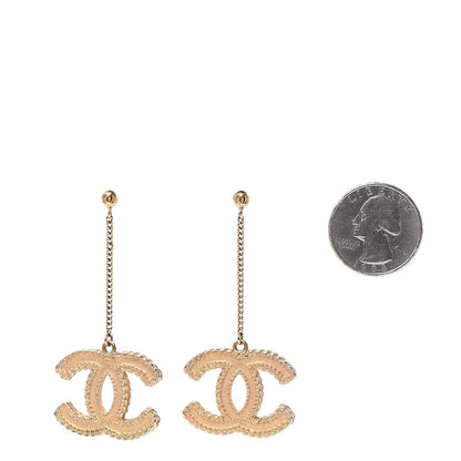 Chanel CC Drop Earrings Matte Gold 2 of 5