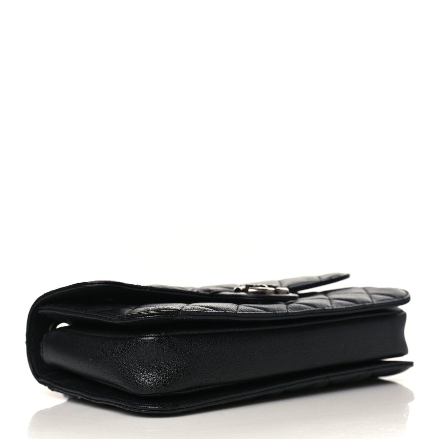 Goatskin Quilted Medium Perfect Edge Flap Black