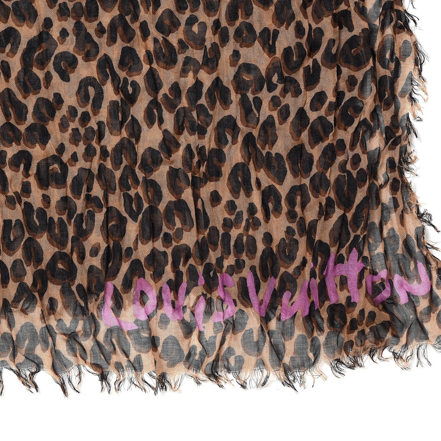Cashmere Silk Leopard Etole Stole Marron