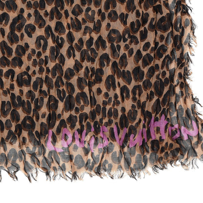 Louis Vuitton Cashmere Silk Leopard Etole Stole Marron 3 of 4