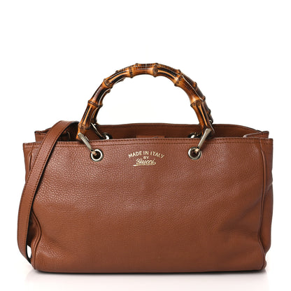 Gucci Pebbled Calfskin Medium Bamboo Shopper Tote Acero 1 of 8