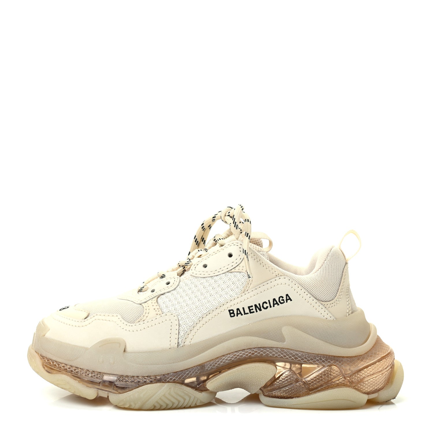 Balenciaga Fabric Mesh Clear Sole Womens Triple S Sneakers 38 Beige 1 of 8