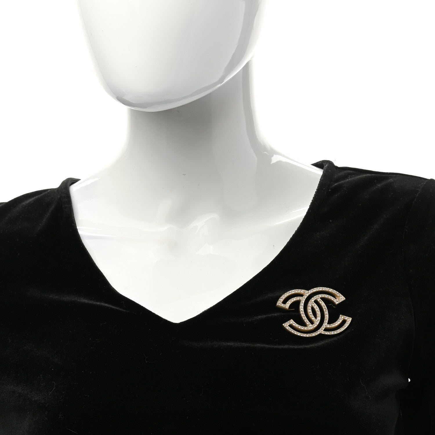 Chanel Crystal CC Brooch Light Gold 2 of 6