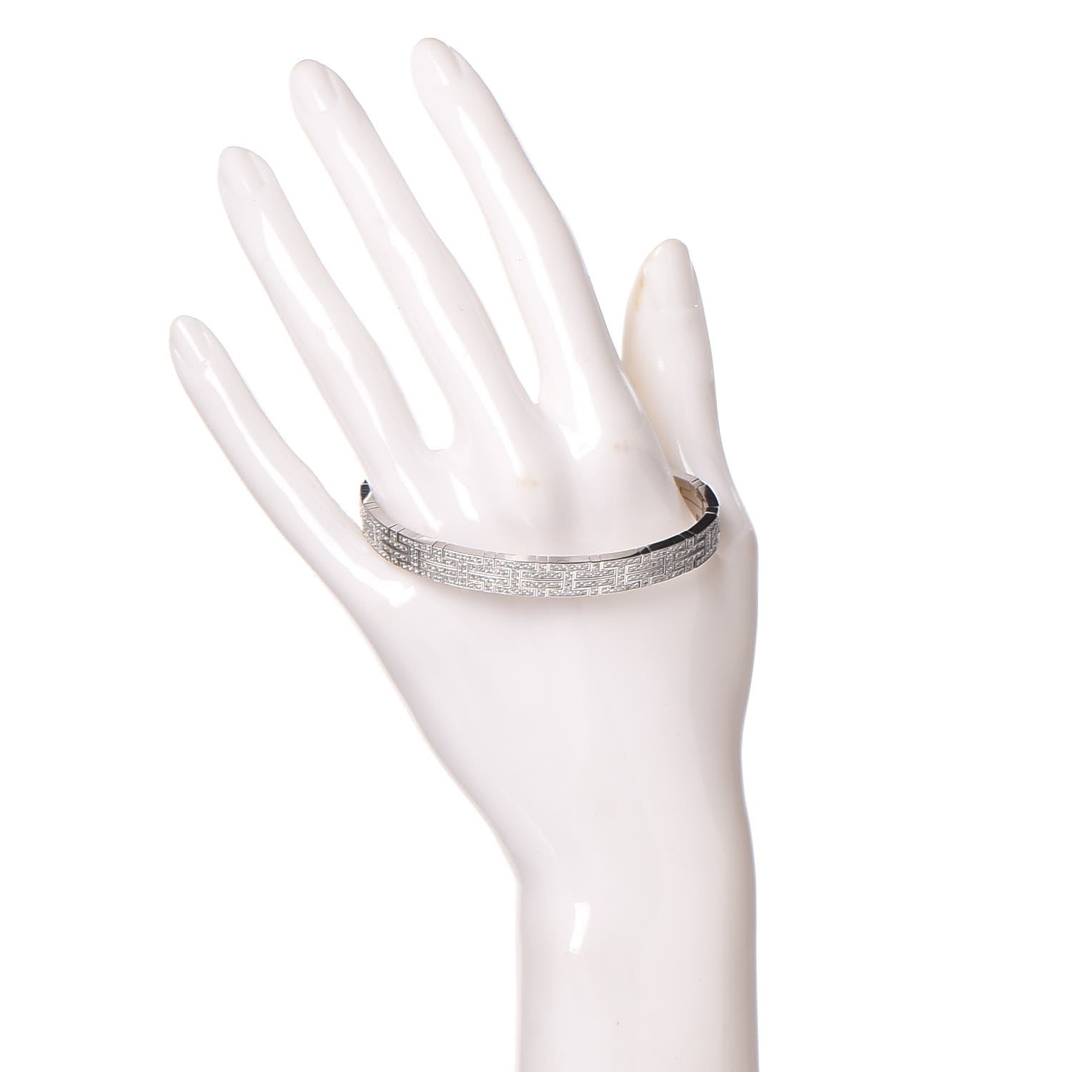 Hermes 18K White Gold Diamond Kilim Bracelet 2 of 7