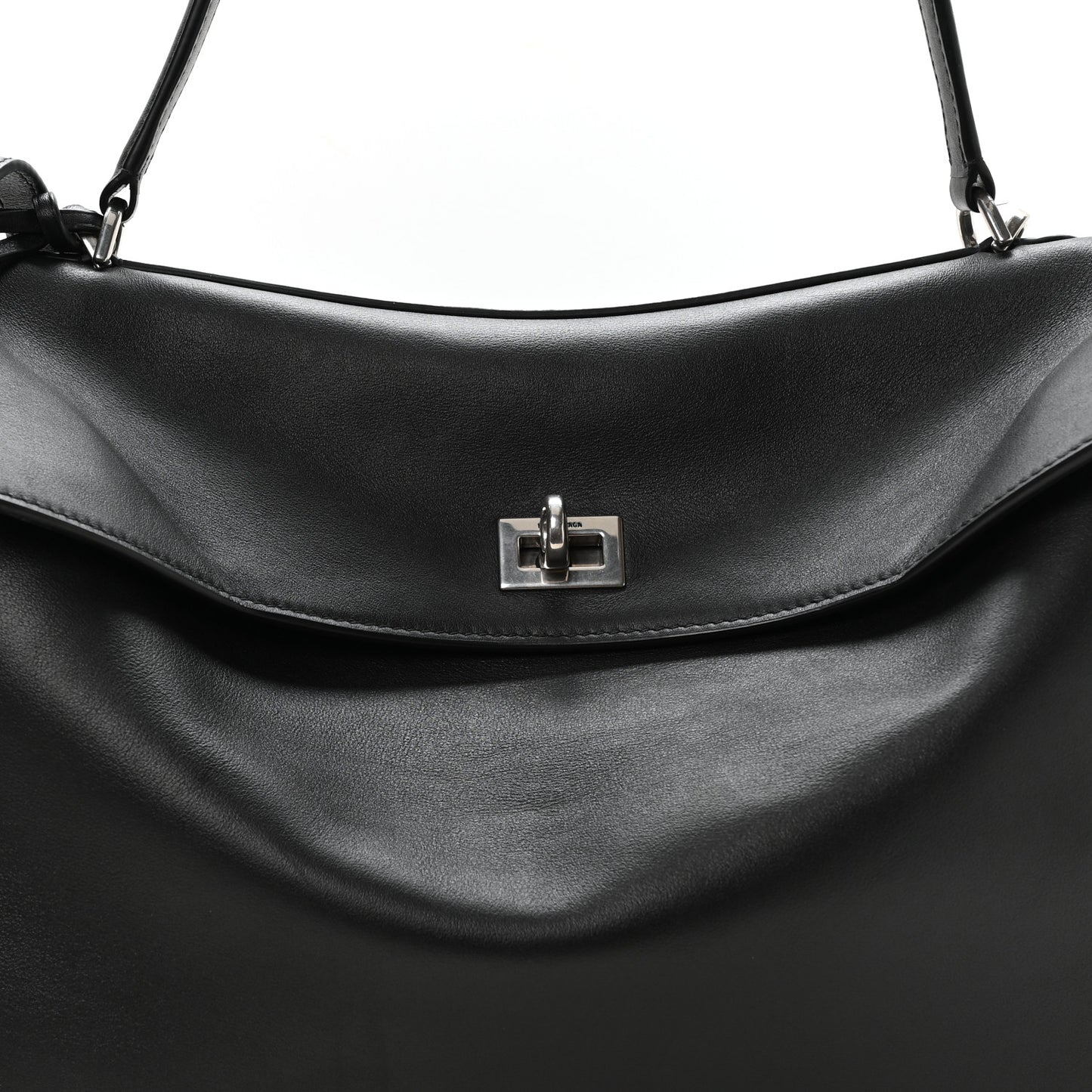 Natural Smooth Calfskin Medium Rodeo Top Handle Handbag Black Black