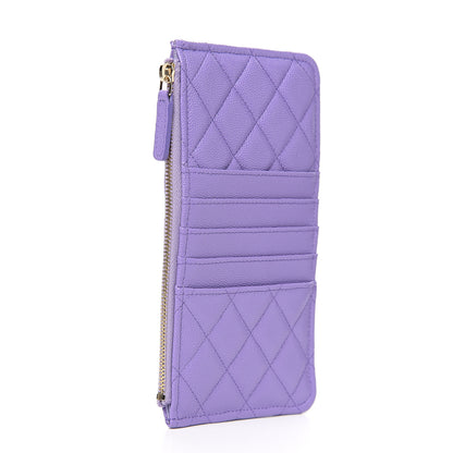 Chanel Caviar Quilted Classic Flat Wallet Pouch Purple 2 of 7