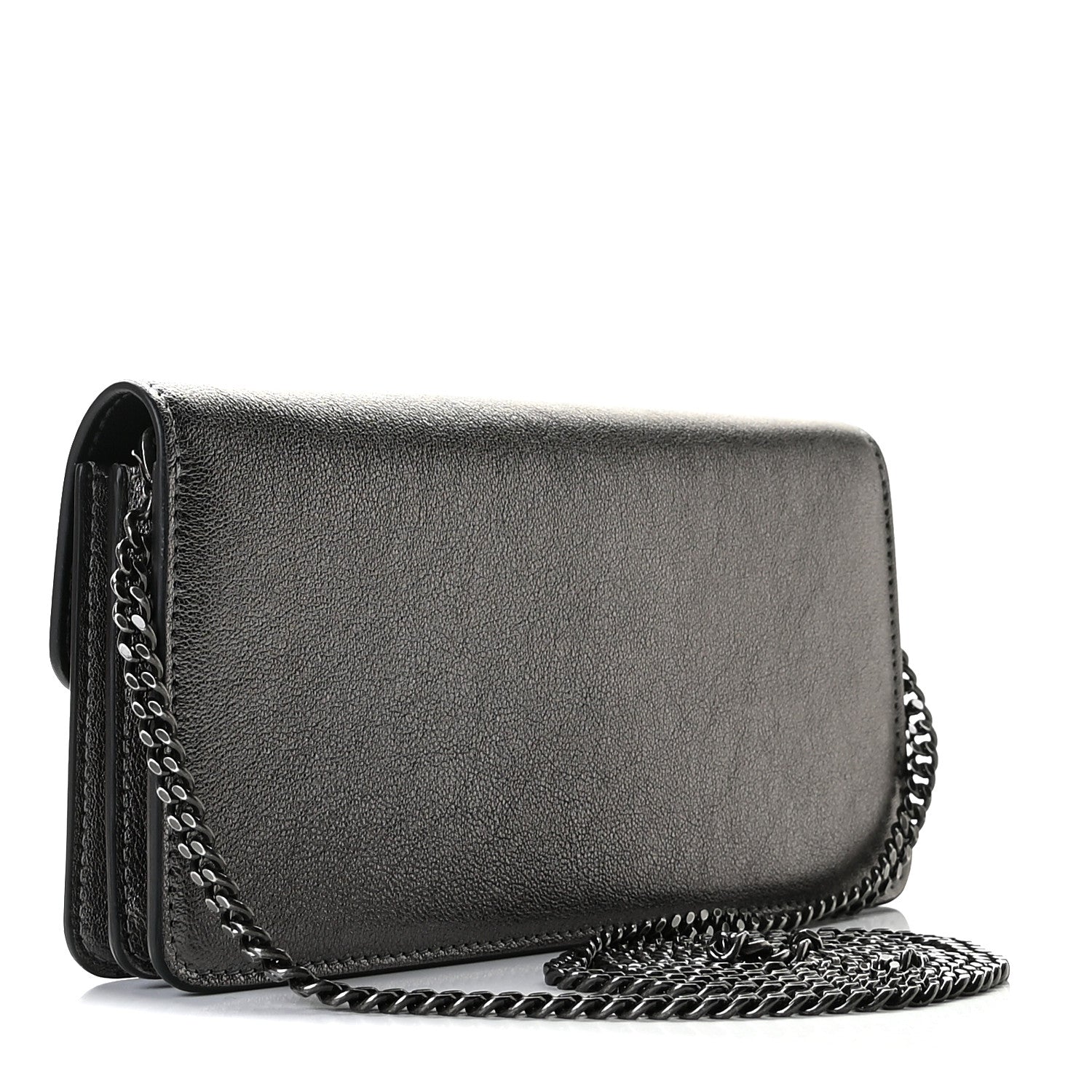 Valentino Garavani Calfksin Vlogo Wallet On Chain Grey 4 of 10