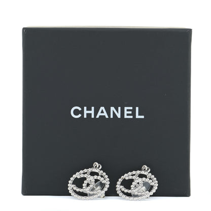 Chanel Metal Bead Round CC Drop Earrings Silver 5 of 5