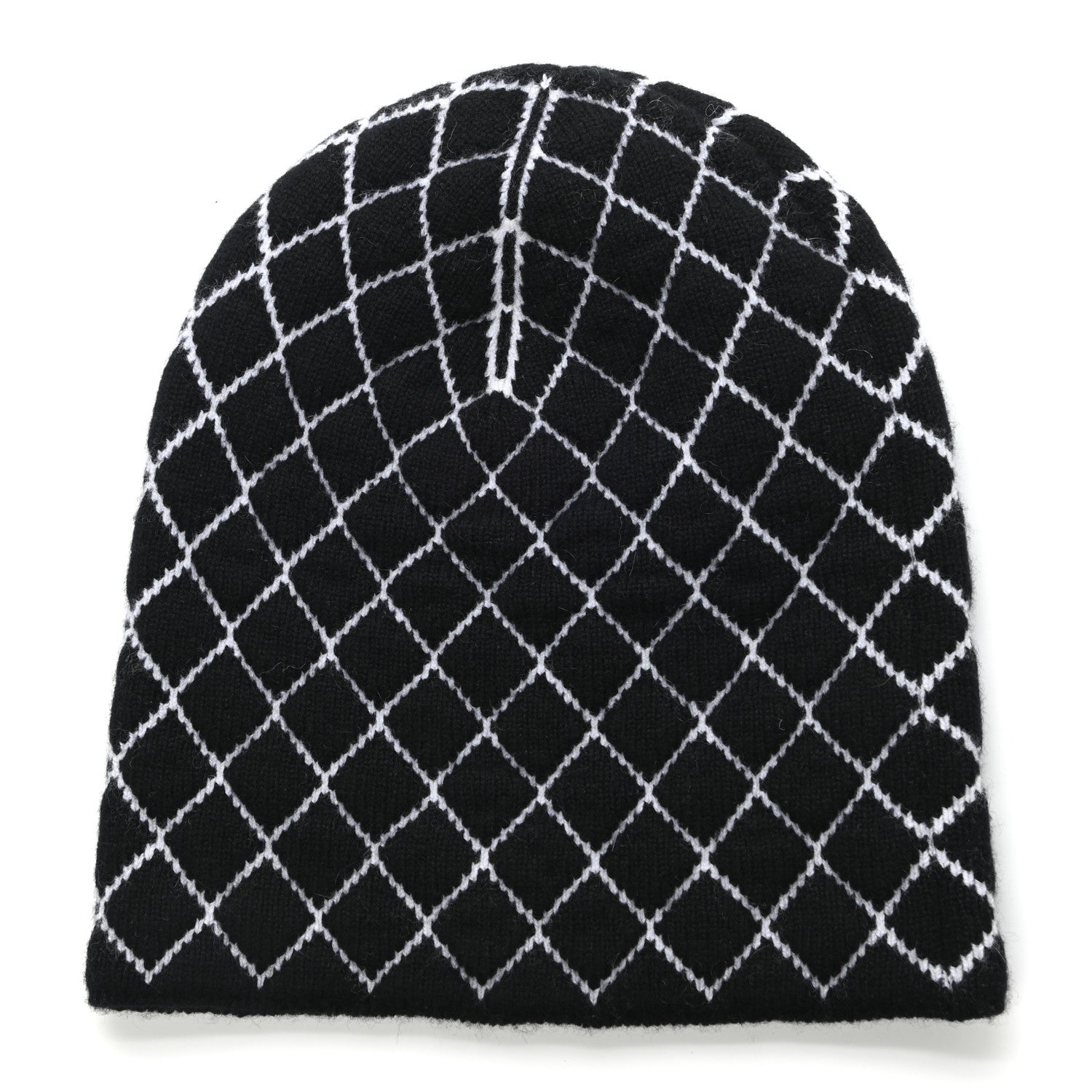 Chanel Cashmere CC Beanie Hat Black White 3 of 5