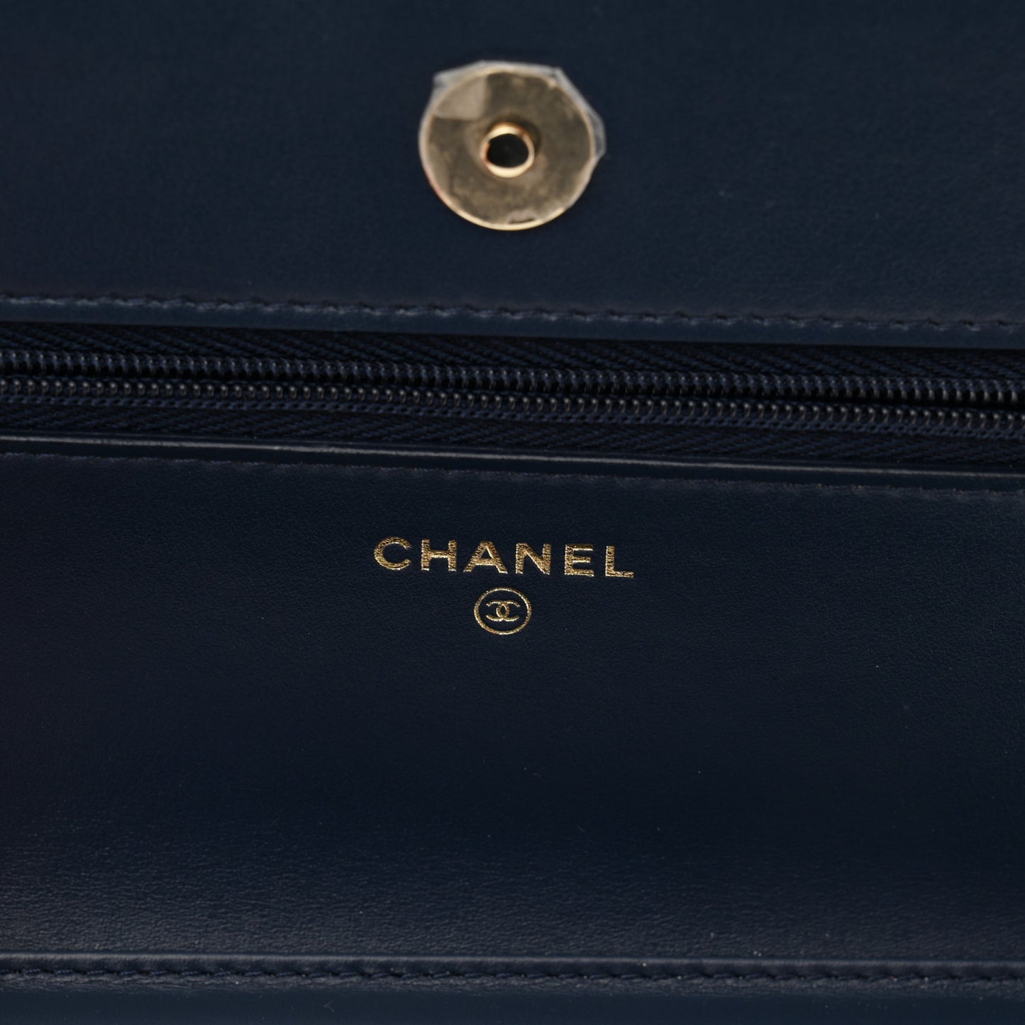 Denim Printed Wallet On Chain WOC Dark Blue