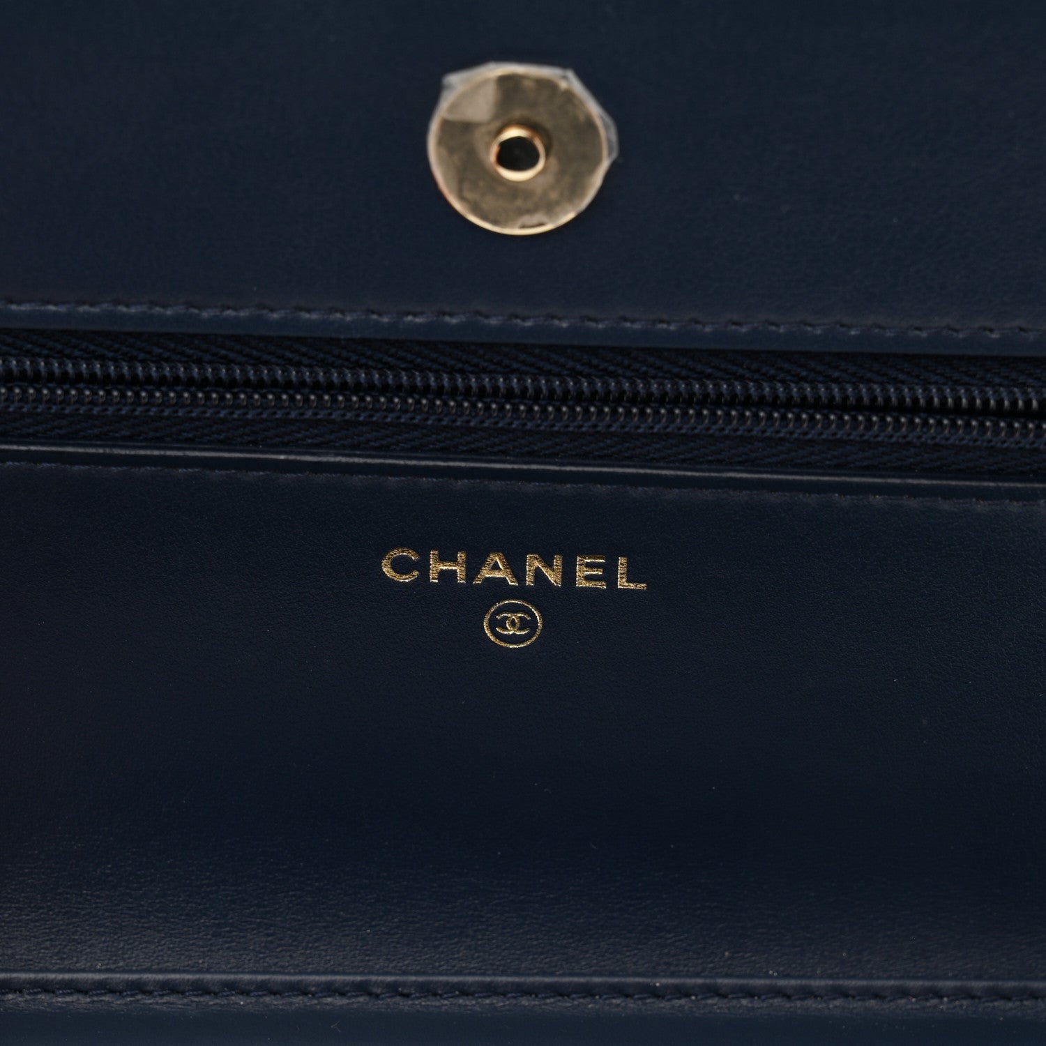 Chanel Denim Printed Wallet On Chain WOC Dark Blue 6 of 11