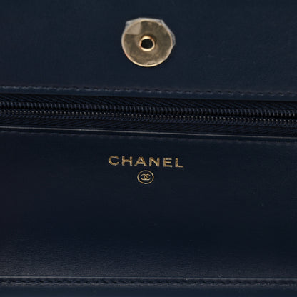 Chanel Denim Printed Wallet On Chain WOC Dark Blue 6 of 11