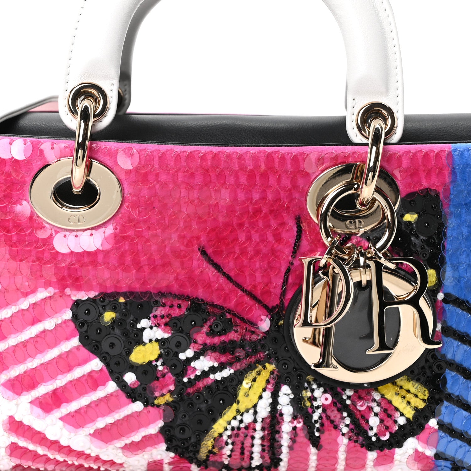 Christian Dior Canvas Sequin Beaded Embroidered Butterfly Lady D-Joy Pink Multicolor 7 of 9