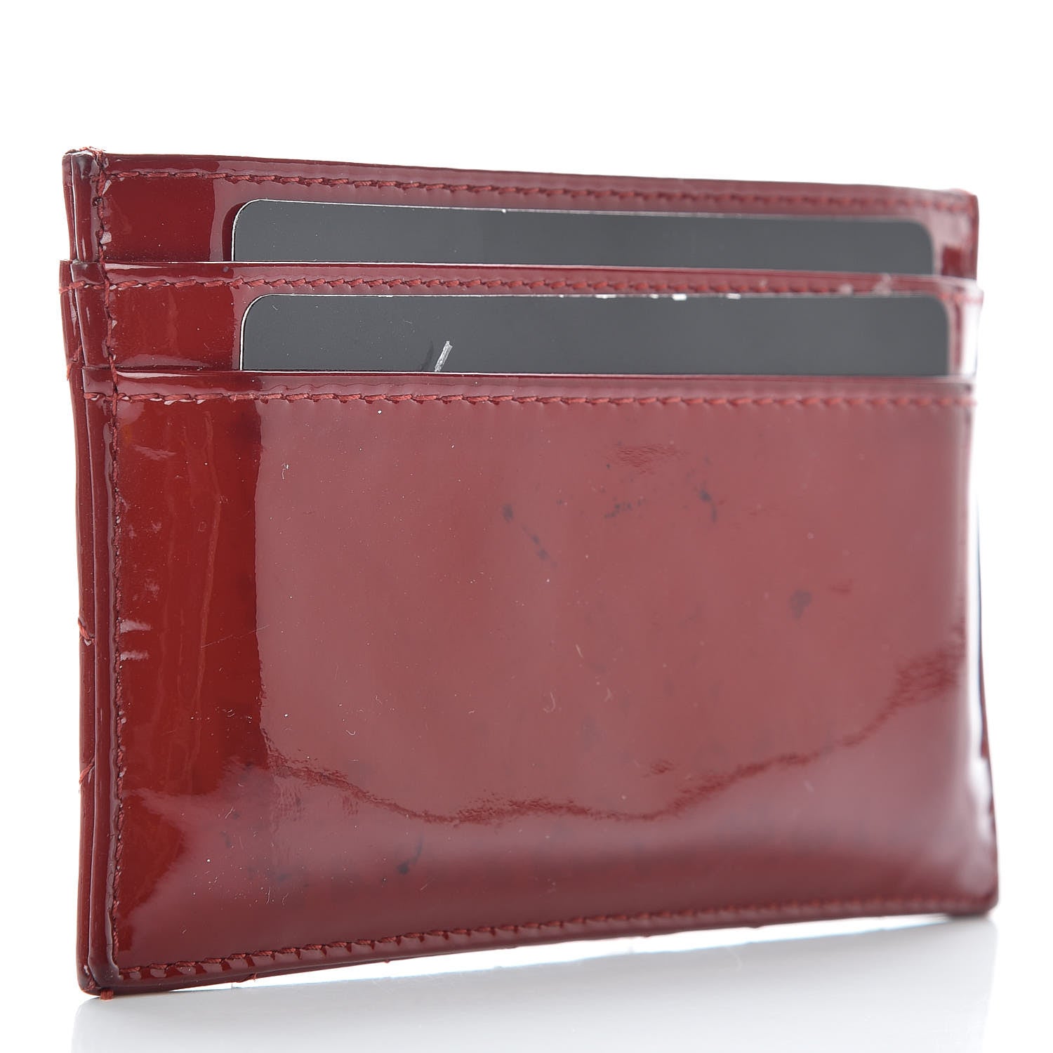 Chanel Patent Quilted Brilliant Card Holder Red 3 of 13