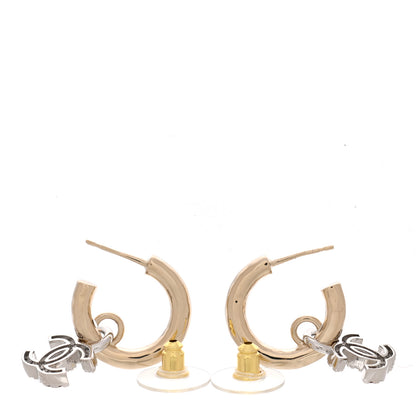 Chanel Metal Crystal CC Hoop Drop Earrings Gold 3 of 4