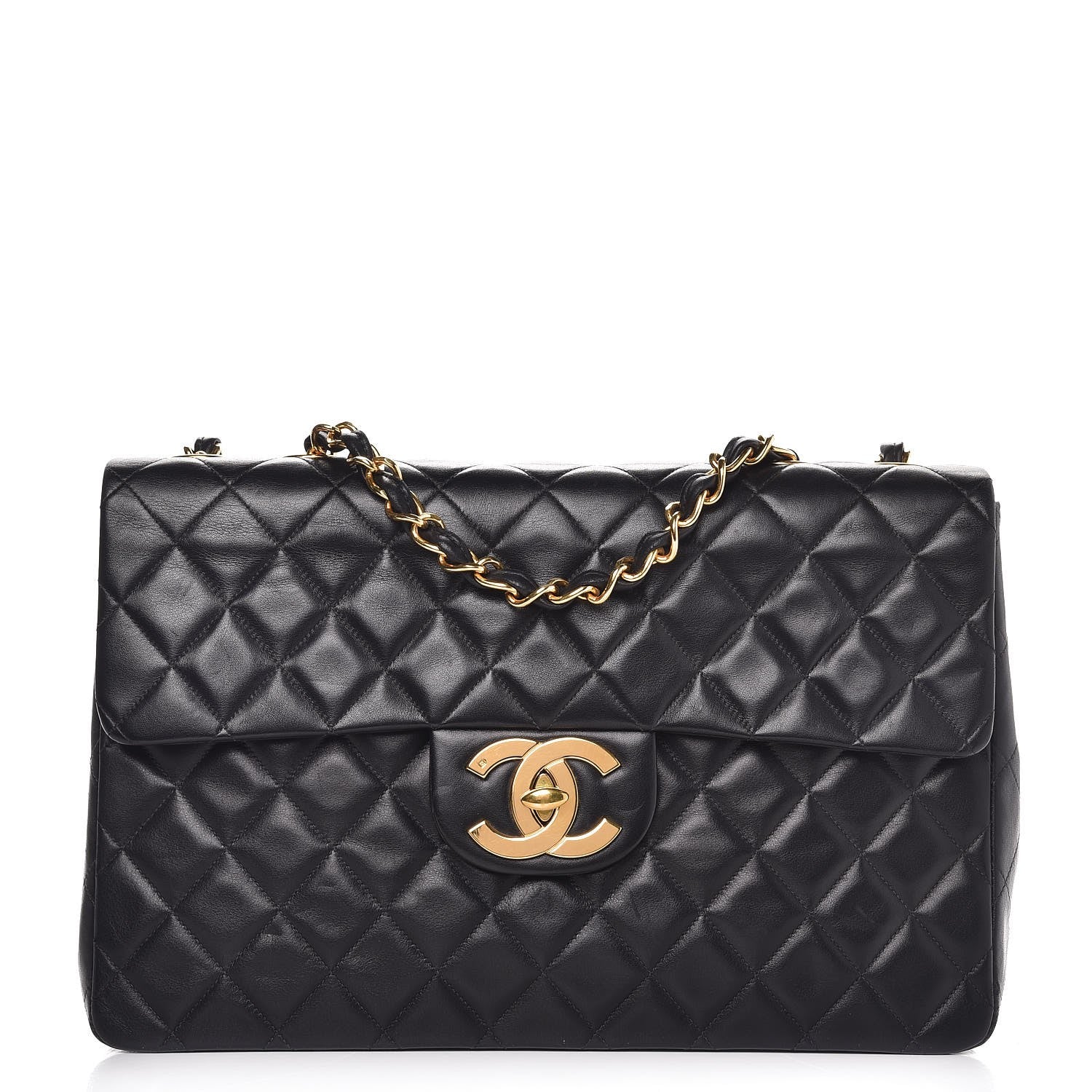 Chanel Lambskin Quilted XL Jumbo Single Flap Black 1 of 9