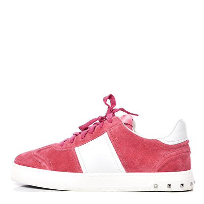 Valentino Garavani Suede Womens Flycrew Sneakers 39 Shadow Pink Optic White 1 of 9