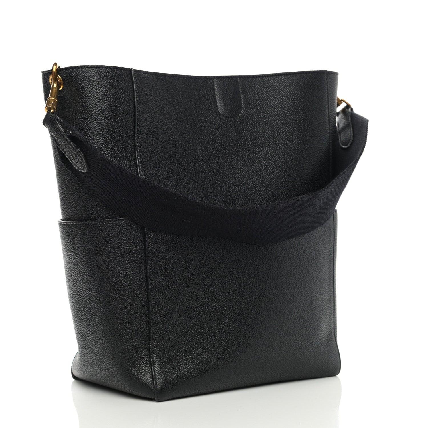 Celine Soft Grained Calfskin Sangle Bucket Bag Black 3 of 9