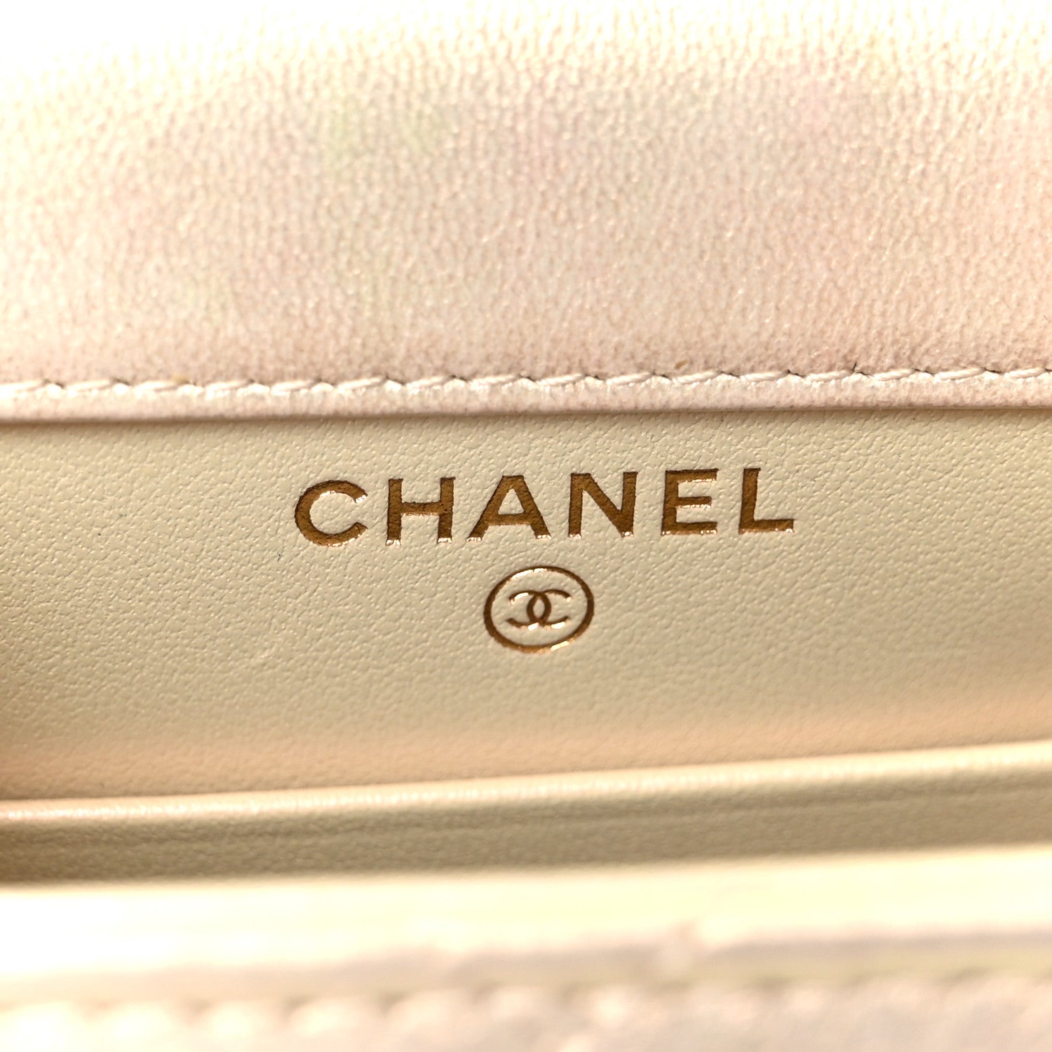 Chanel Iridescent Lambskin Quilted CC Phone Holder Ivory 6 of 13
