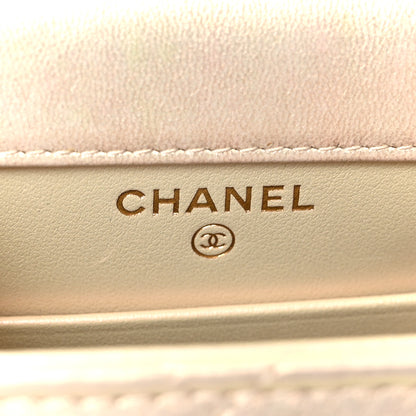 Chanel Iridescent Lambskin Quilted CC Phone Holder Ivory 6 of 13