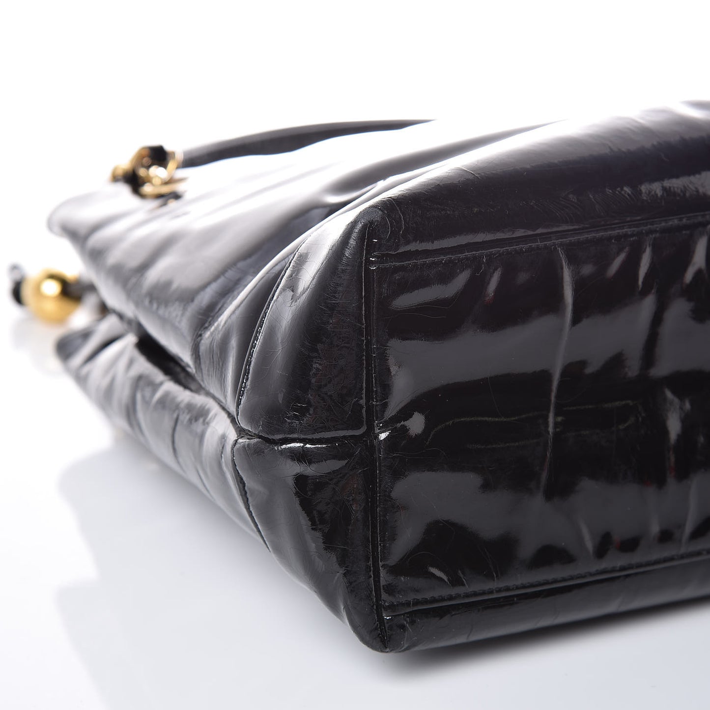 Patent CC Shoulder Bag Black