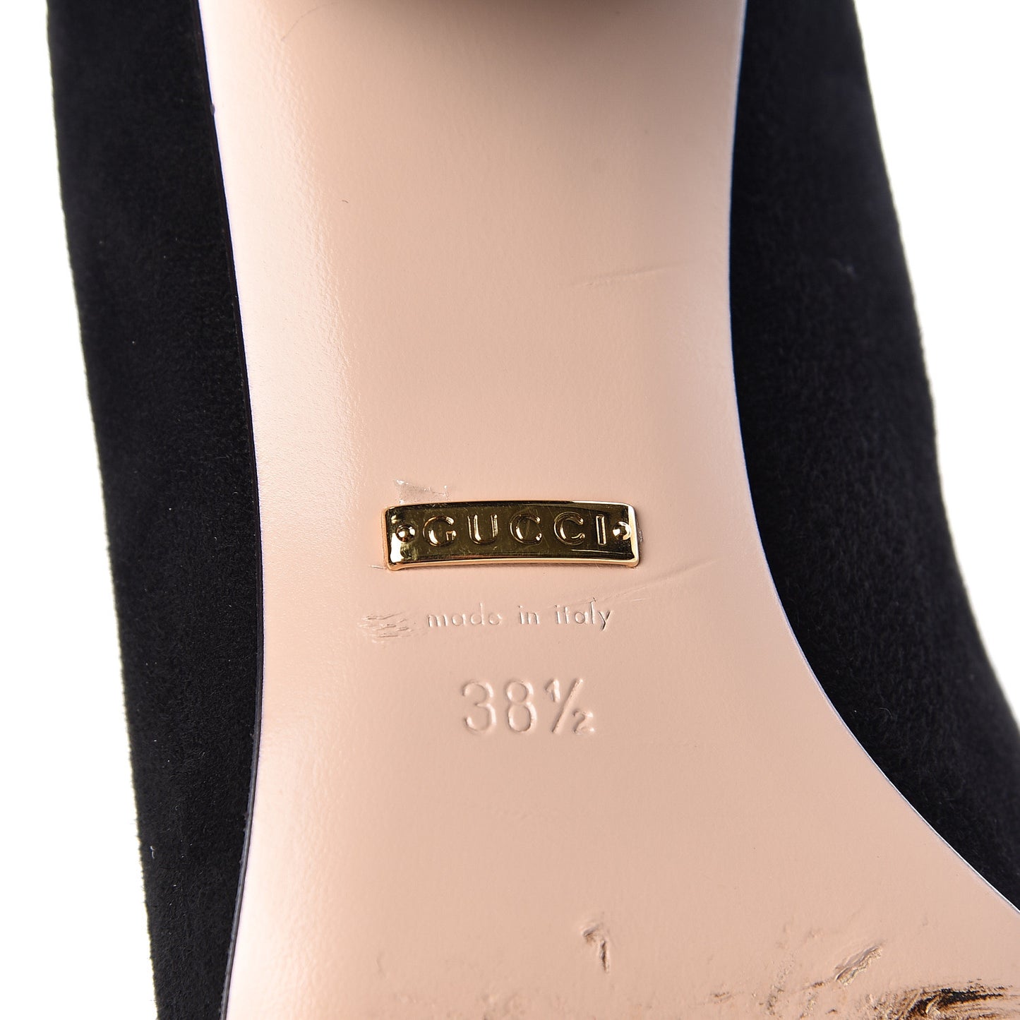 Kid Scamosciato GG Marmont Fringe 50mm Loafer Pumps 38.5 Black