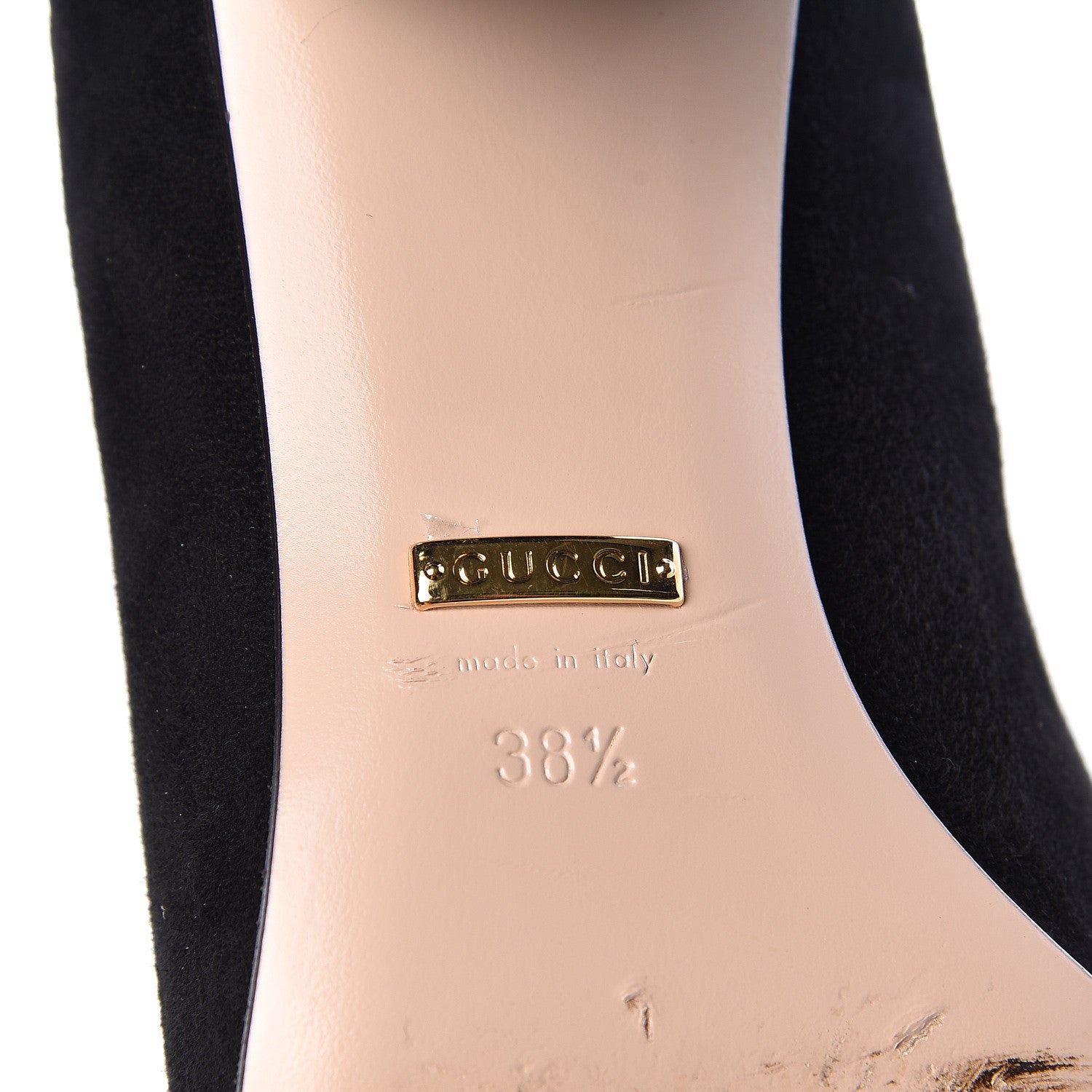 Gucci Kid Scamosciato GG Marmont Fringe 50mm Loafer Pumps 38.5 Black 7 of 12