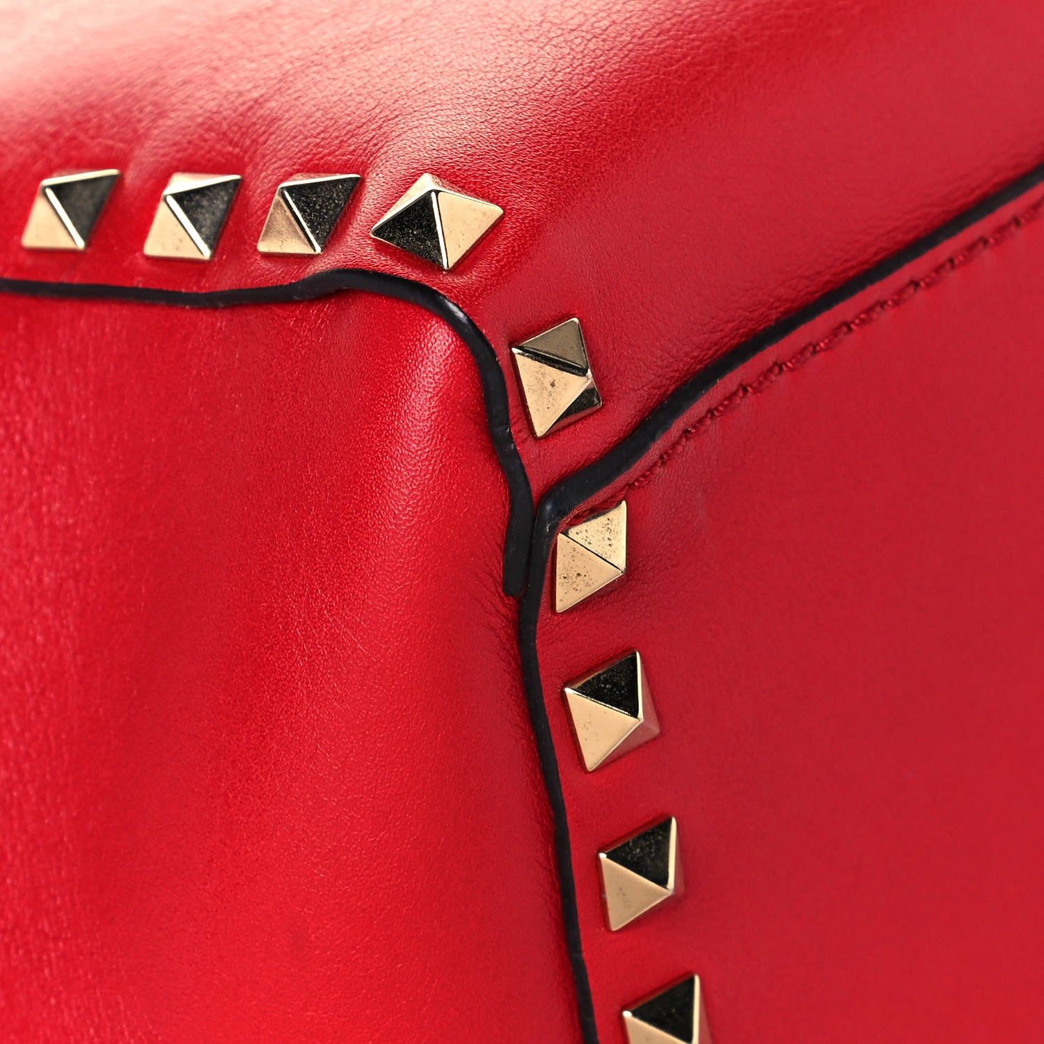Valentino Garavani Vitello Rockstud Double Handle Tote Red 11 of 16