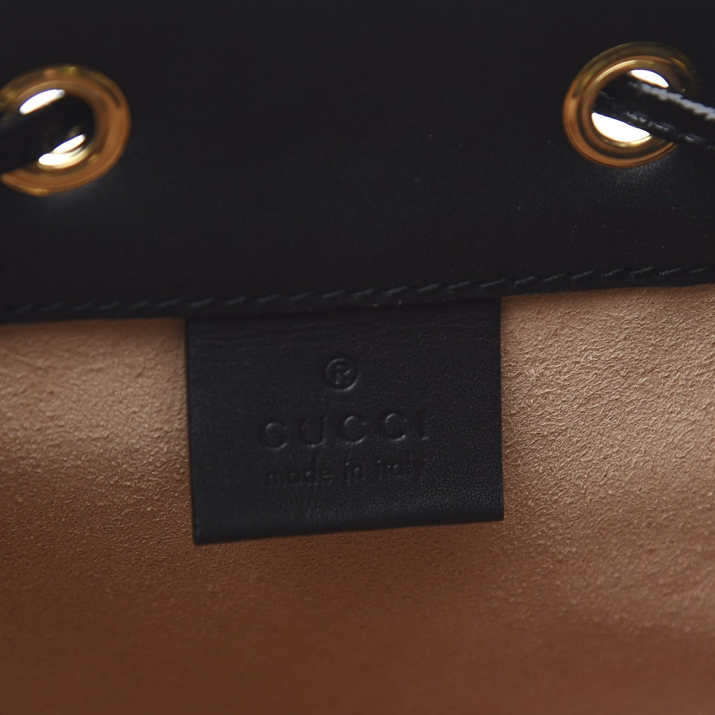 Suede Patent Web Mini Ophidia Bucket Bag Hibiscus Red Black