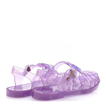 Gucci Shiny Rubber Double G Buckle Strap Sandals 37 Lapis Transparent 5 of 9