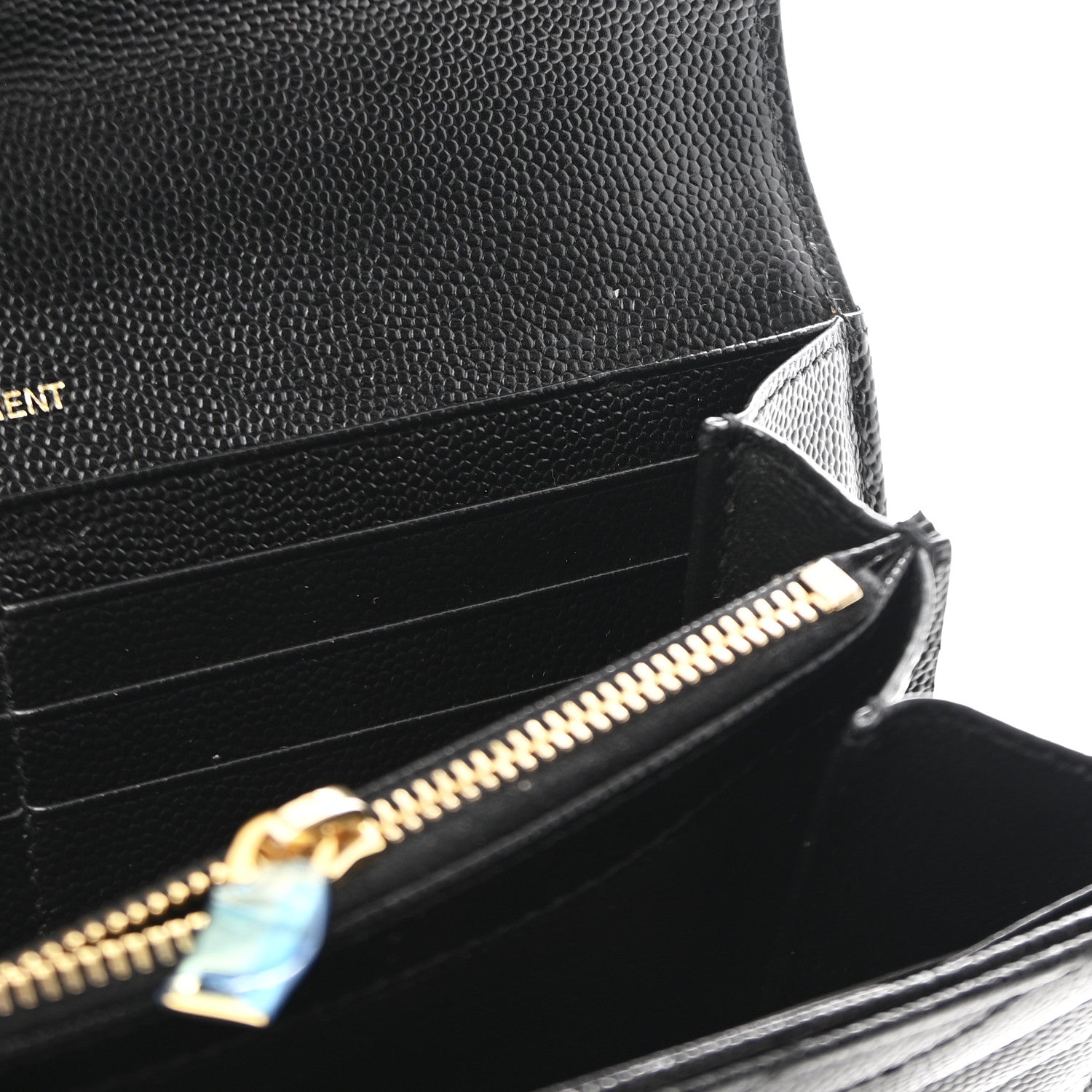 Saint Laurent Grain De Poudre Matelasse Chevron Monogram Flap Wallet Black 9 of 10